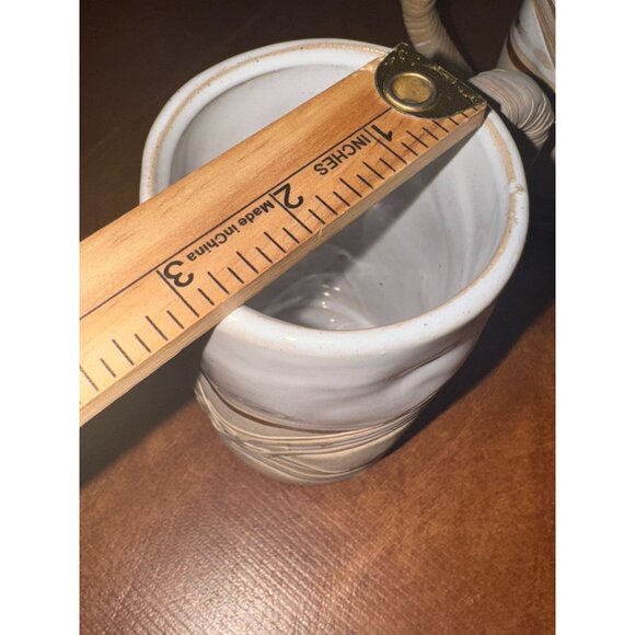 Set Of 2 Ceramic Mugs With Wrapped Handles Rustic Design Hand Wash Only - Picture 5 of 7